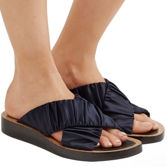 Phillip Lim Navy Nagano Satin Crossover Sandals Size 39 - Picture 1 of 7